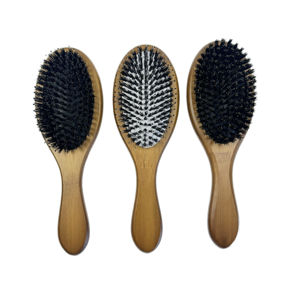 Personalised Bamboo Paddle Comb with Bristles for Pure Detangling, Anti-Static Styling for Curly Hair, Scalp Therapeutic massage, and Air Cushion Hair Care