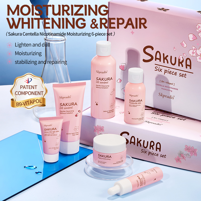 Sakura Centella 6-Piece Pure Vegan Natural Pores and skin Care Set for Whitening and Moisturizing - Journey-Pleasant Natural Necessities